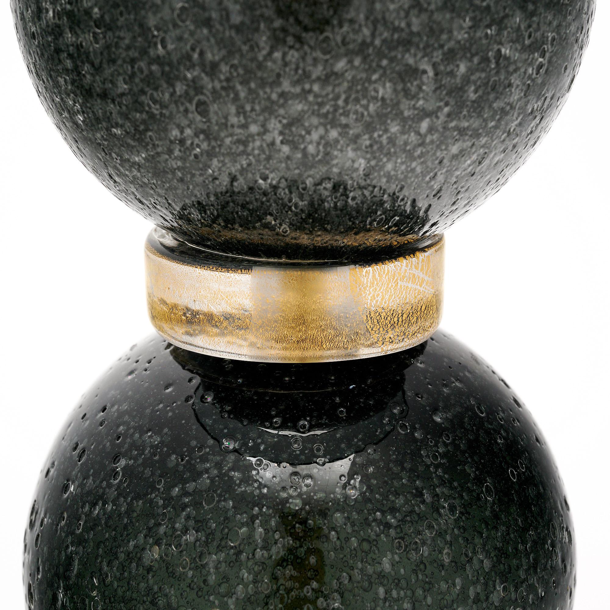 Black Murano Glass ‘Pulegoso’ Lamps For Sale 1