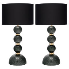 Black Murano Glass ‘Pulegoso’ Lamps