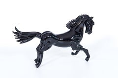 Black Murano Glass Rearing Horse Sculpture by Giovanni Dalla Fina, Italy, 1970s