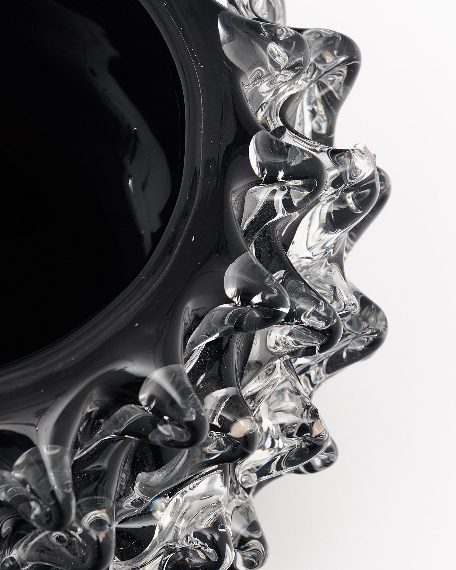 Modern Black Murano Glass Rostrate Bowl For Sale