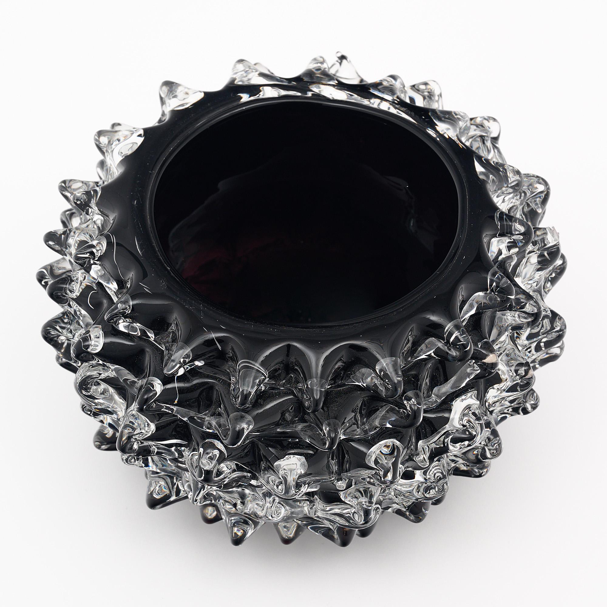 Italian Black Murano Glass Rostrate Bowl For Sale