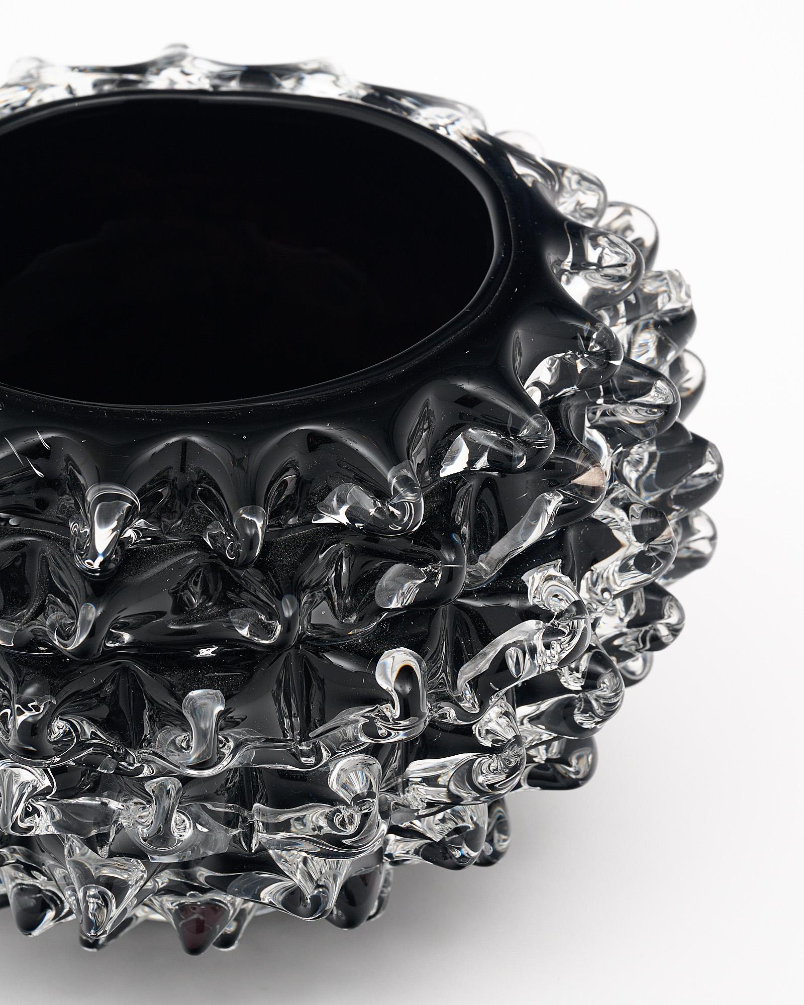Black Murano Glass Rostrate Bowl For Sale 2