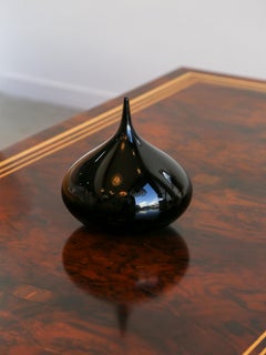 Black Murano Glass Sculptural Vase, Hand-Crafted, Italy, 1970s Design