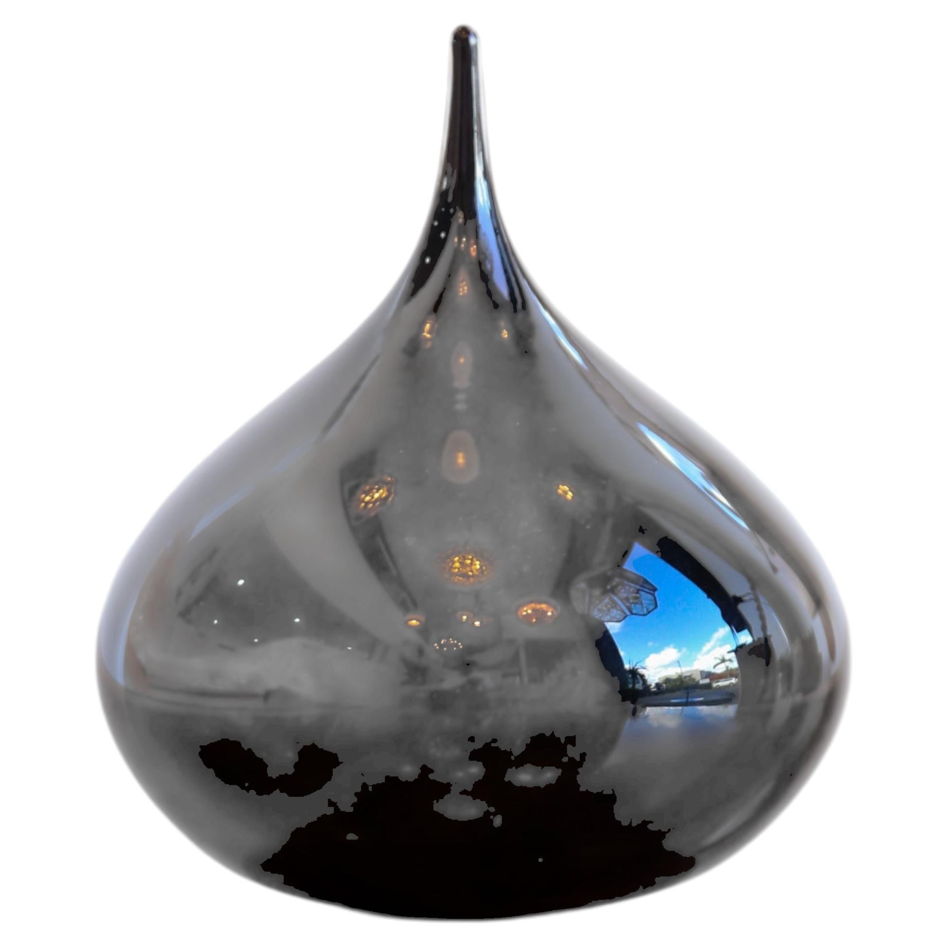 Black Murano Glass Sculptural Vase, Hand-Crafted, Italy, 1970s Design For Sale