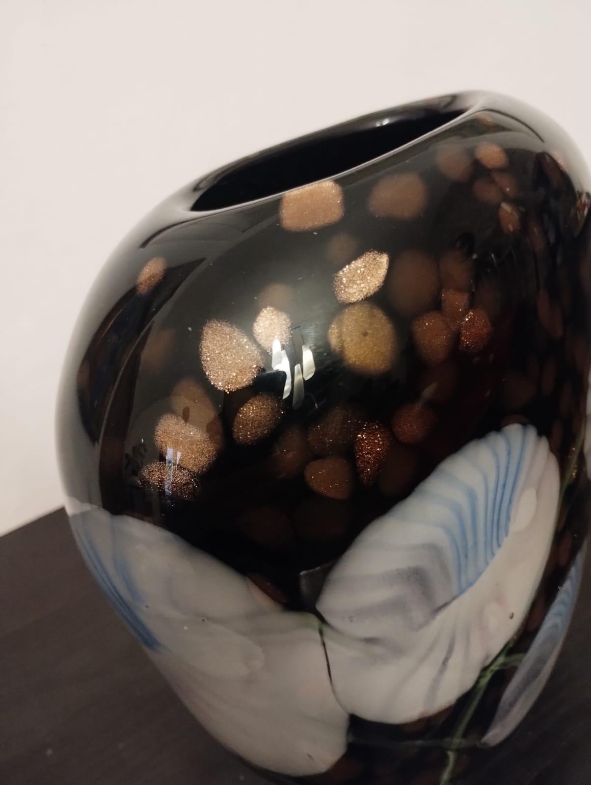 Vaso in vetro di Murano nero, Italia 1980 in vendita 5