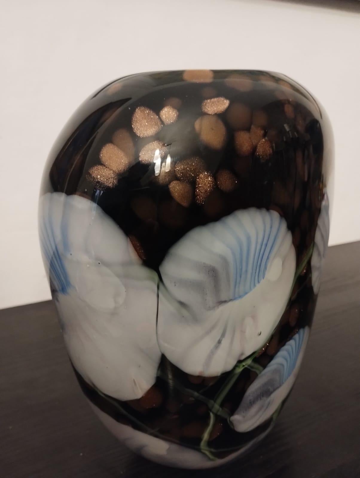 Vaso in vetro di Murano nero, Italia 1980 in vendita 6