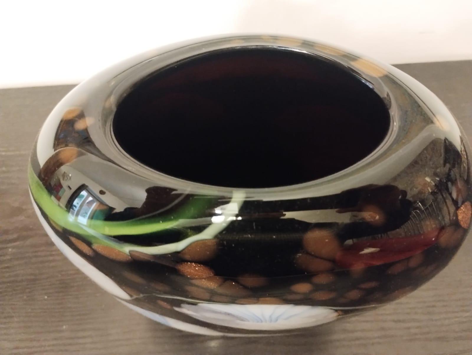 Vaso in vetro di Murano nero, Italia 1980 in vendita 7