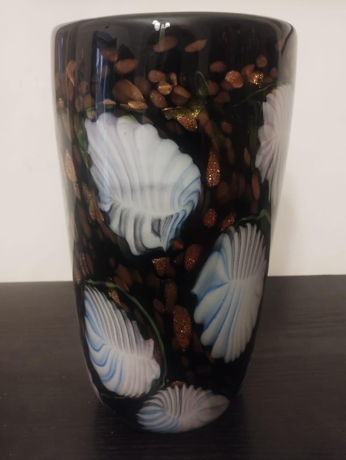 Moderne Vase en verre noir de Murano, Italie 1980 en vente