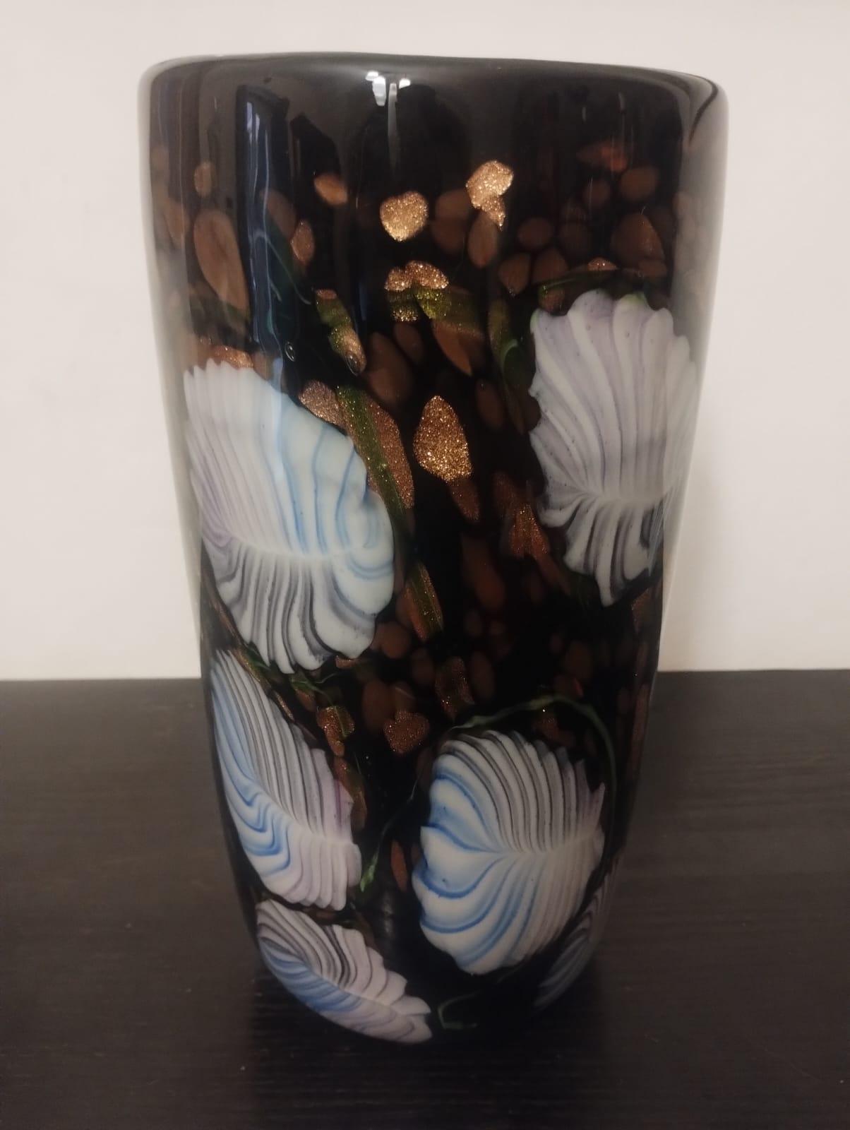 Vase en verre noir de Murano, Italie 1980 Bon état - En vente à Catania, IT