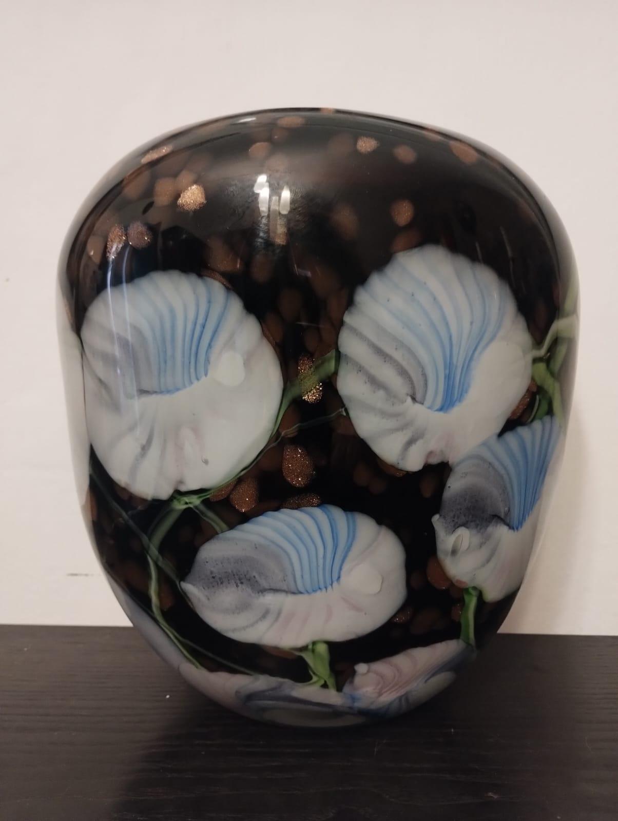 Vaso in vetro di Murano nero, Italia 1980 In condizioni buone in vendita a Catania, IT