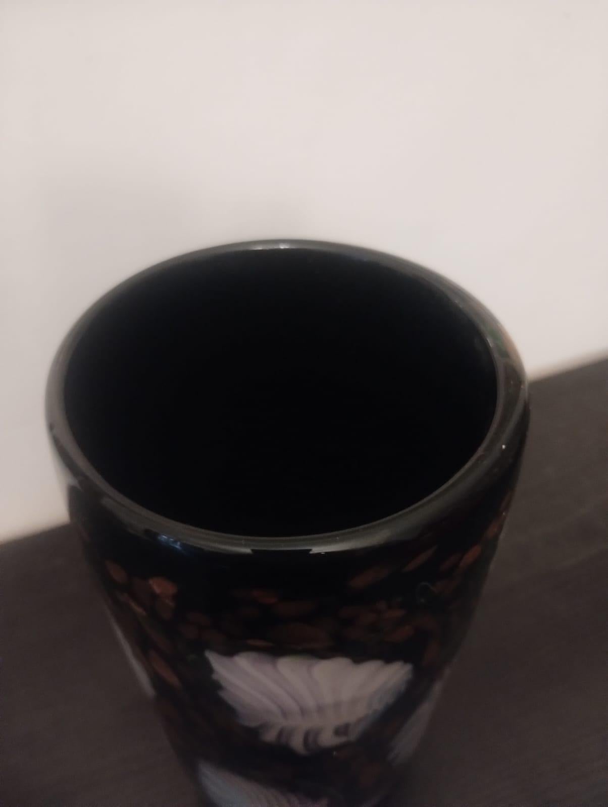 Fin du 20e siècle Vase en verre noir de Murano, Italie 1980 en vente