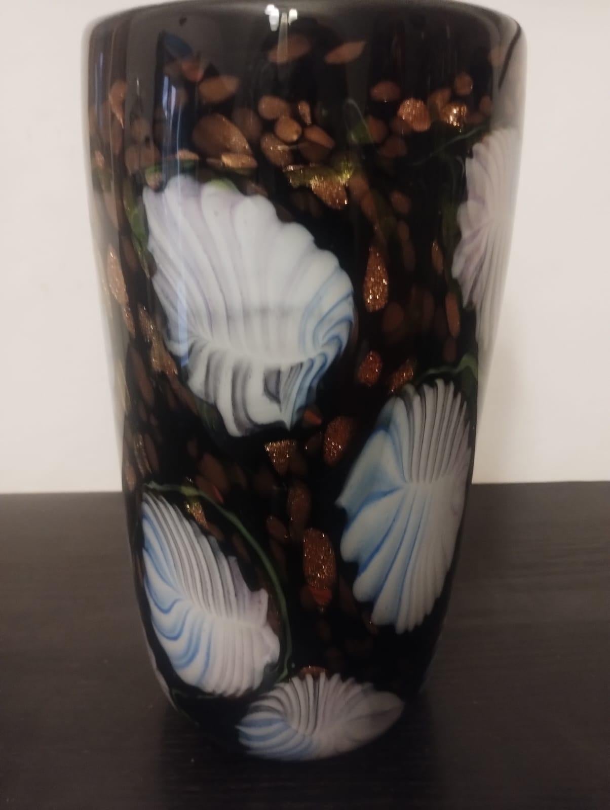 Verre de Murano Vase en verre noir de Murano, Italie 1980 en vente