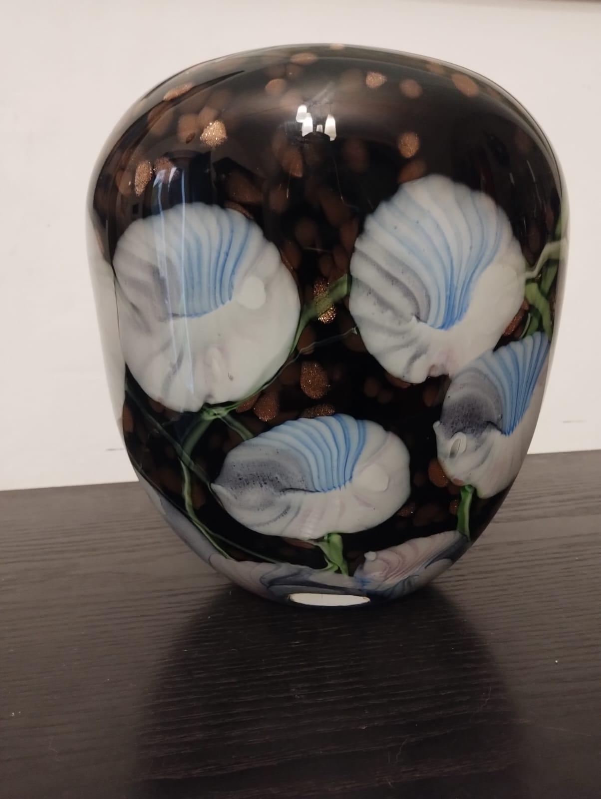 Vetro di Murano Vaso in vetro di Murano nero, Italia 1980 in vendita