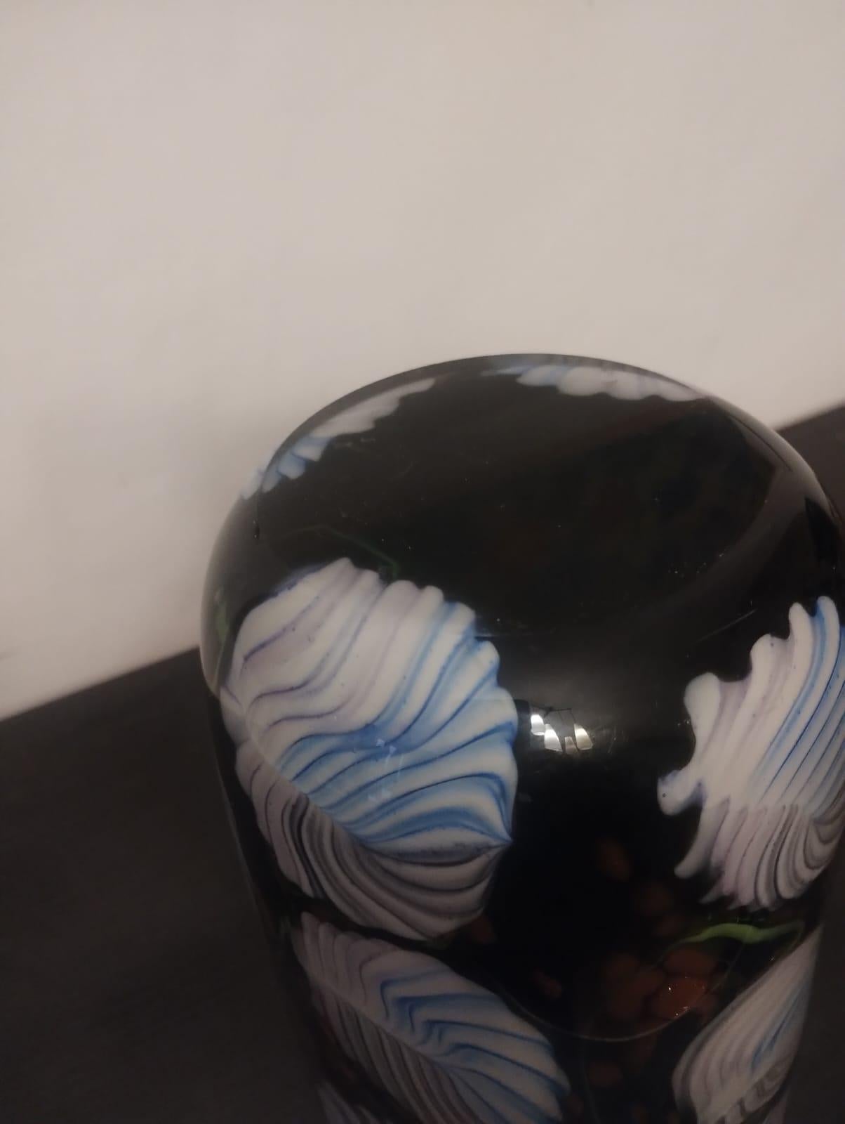 Vase en verre noir de Murano, Italie 1980 en vente 1