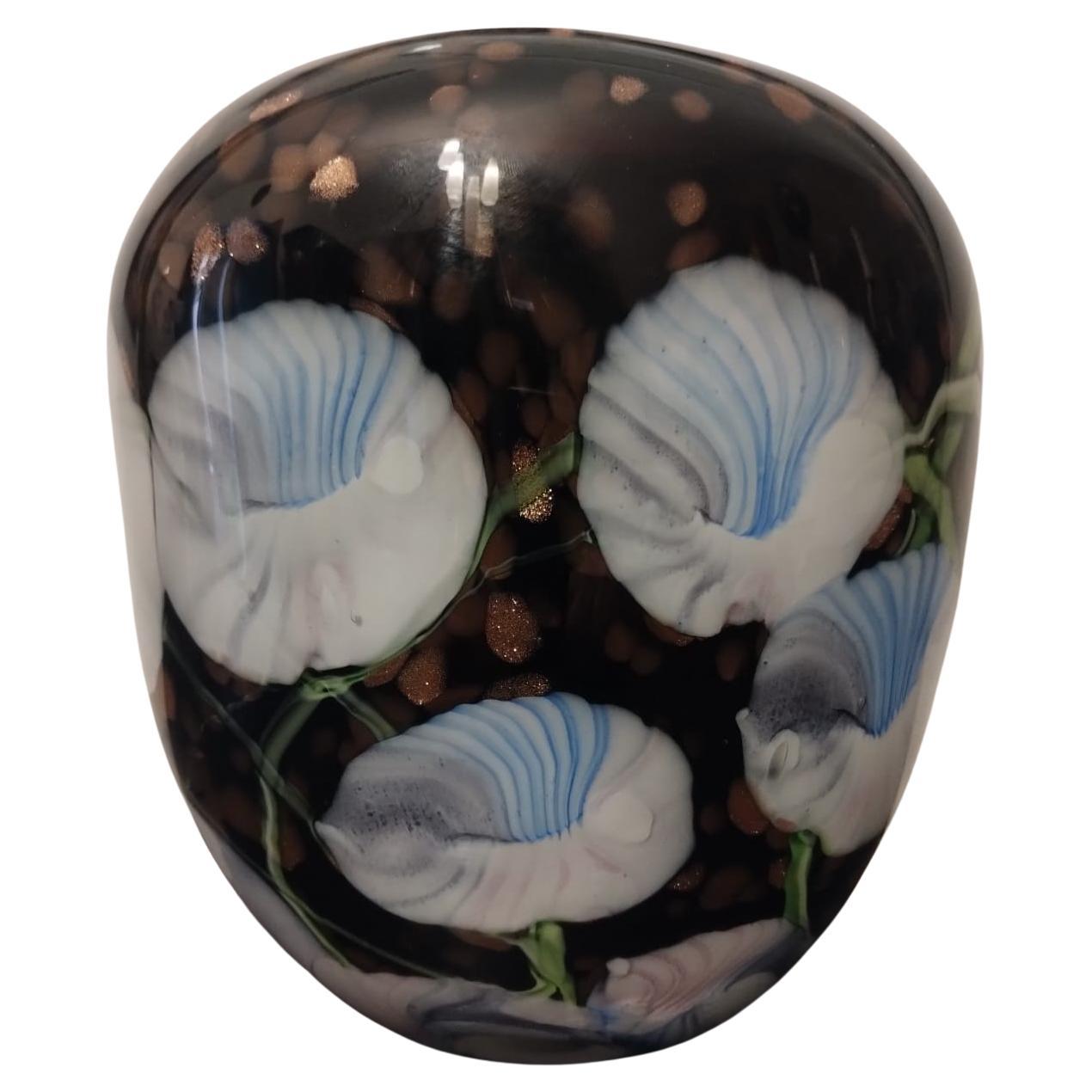 Vaso in vetro di Murano nero, Italia 1980