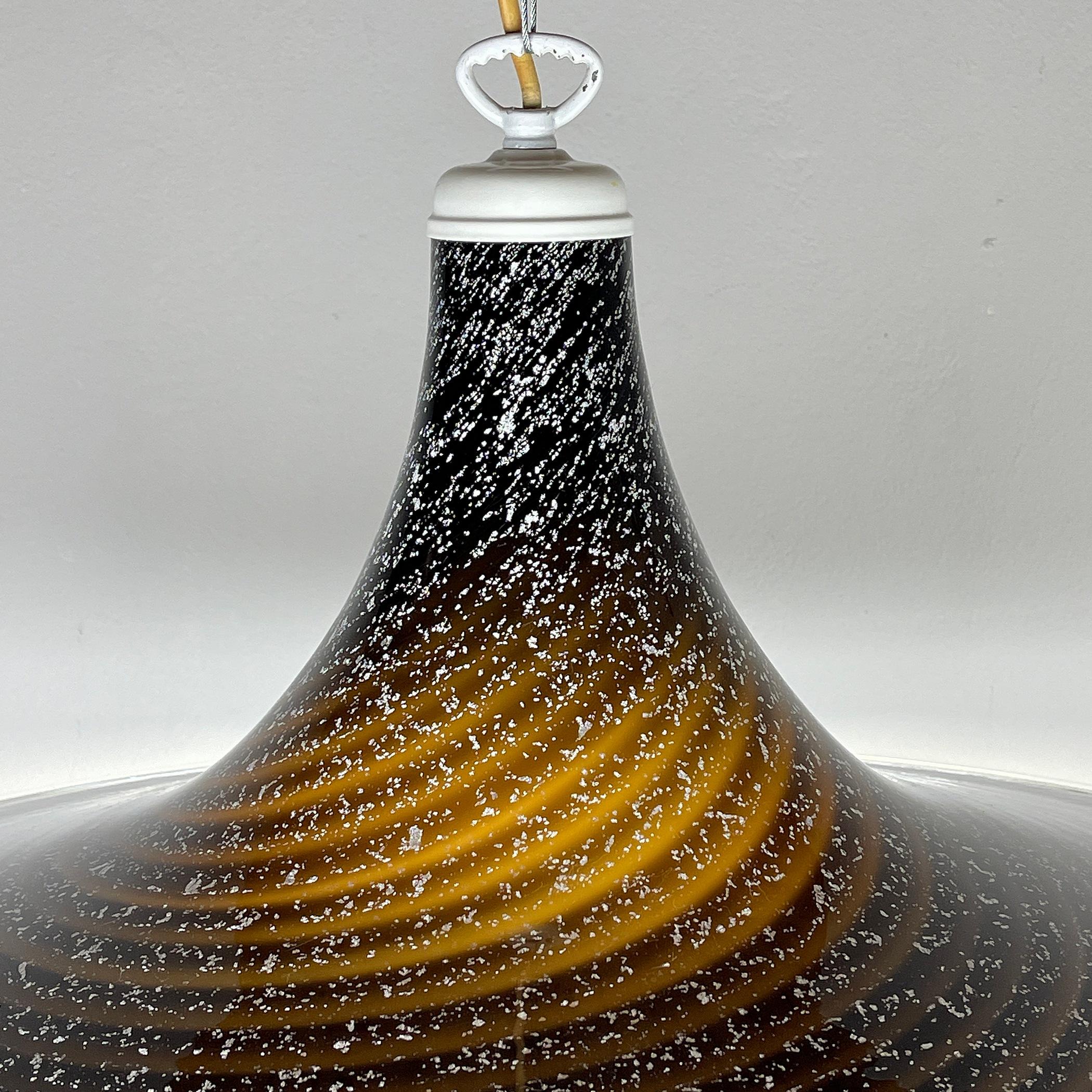Mid-Century Modern Black Murano Pendant Lamp, Italy, 1970s