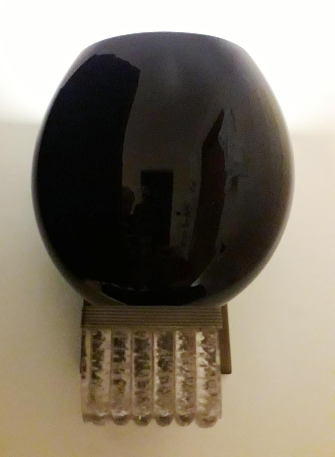 20th Century Black Murano Uplight Sconce by Barovier e Toso For Sale
