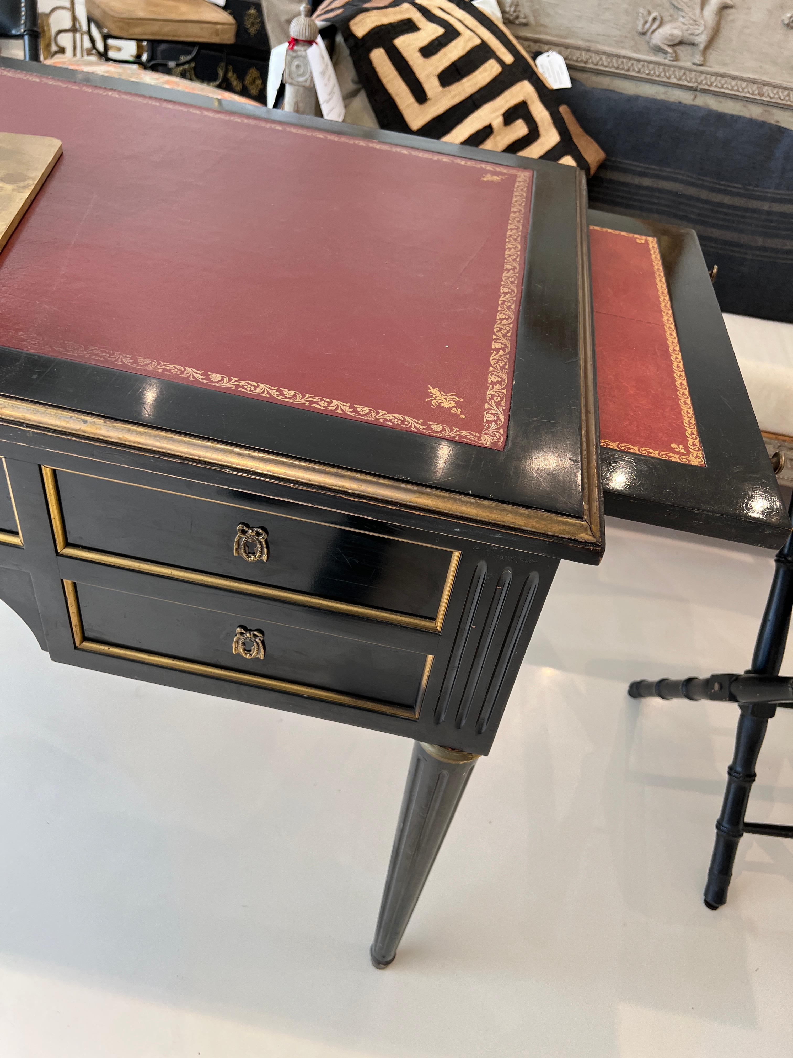 Leather Black Napoleon III Desk, 19th Century