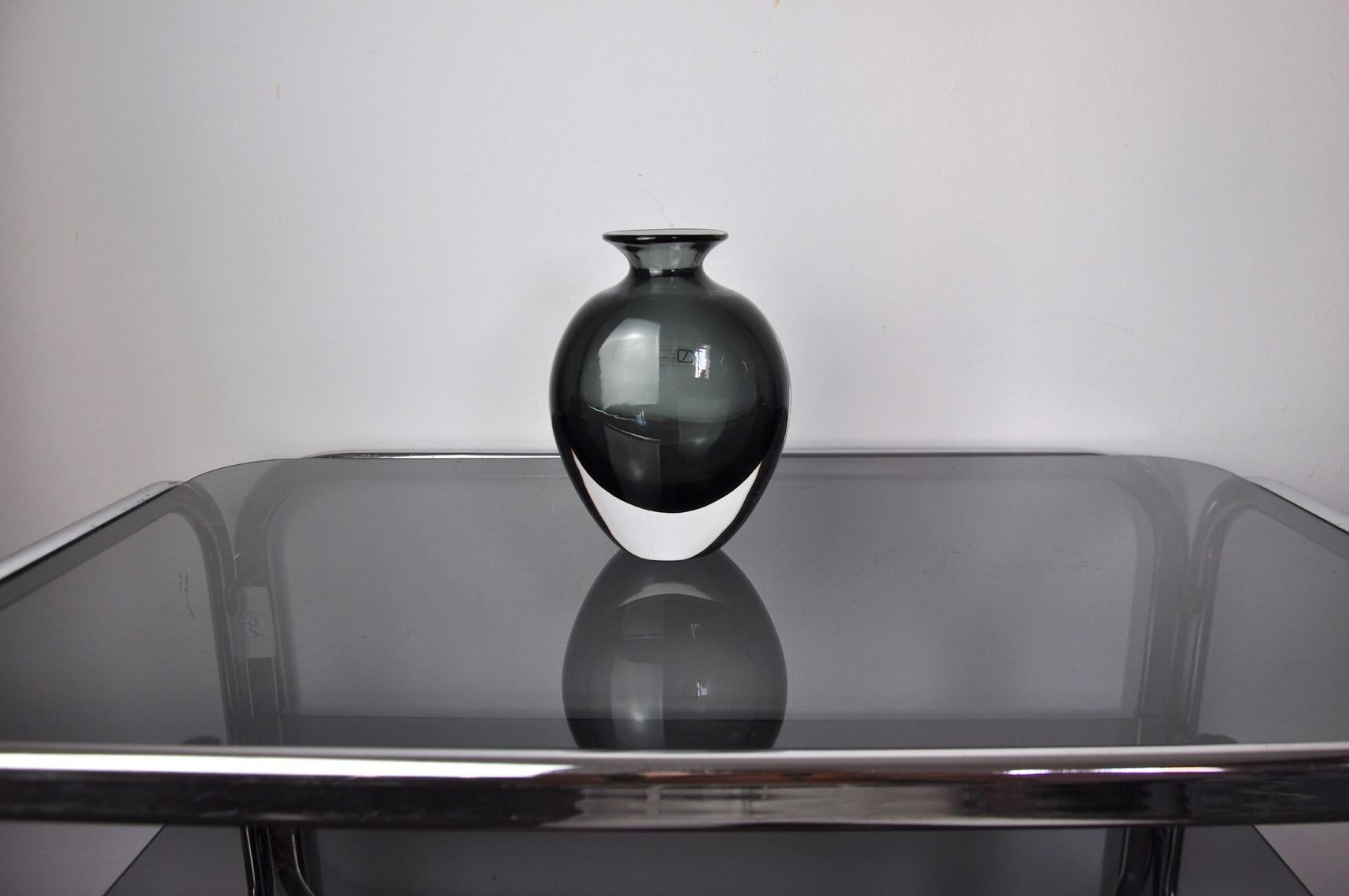 Hollywood Regency Black Nason Vase by Vincenzo and Carlo Nason in Murano Glass, Italy, 1960 For Sale