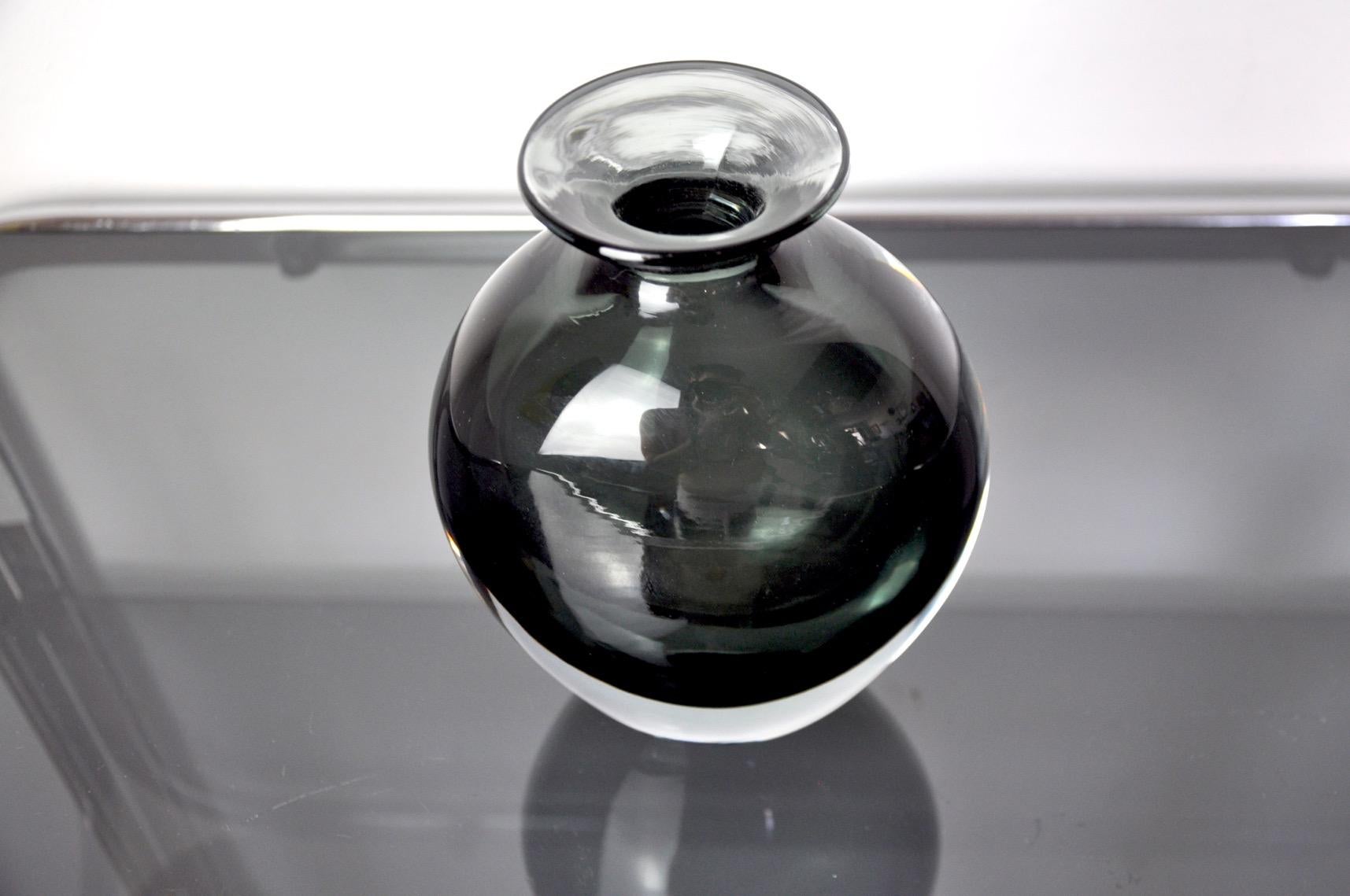 Italian Black Nason Vase by Vincenzo and Carlo Nason in Murano Glass, Italy, 1960 For Sale