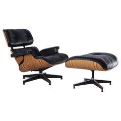 Used Black & Natural Santos Herman Miller Eames Lounge Chair & Ottoman