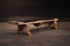 Black & Natural Wood Bench