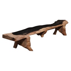 Black & Natural Wood Bench