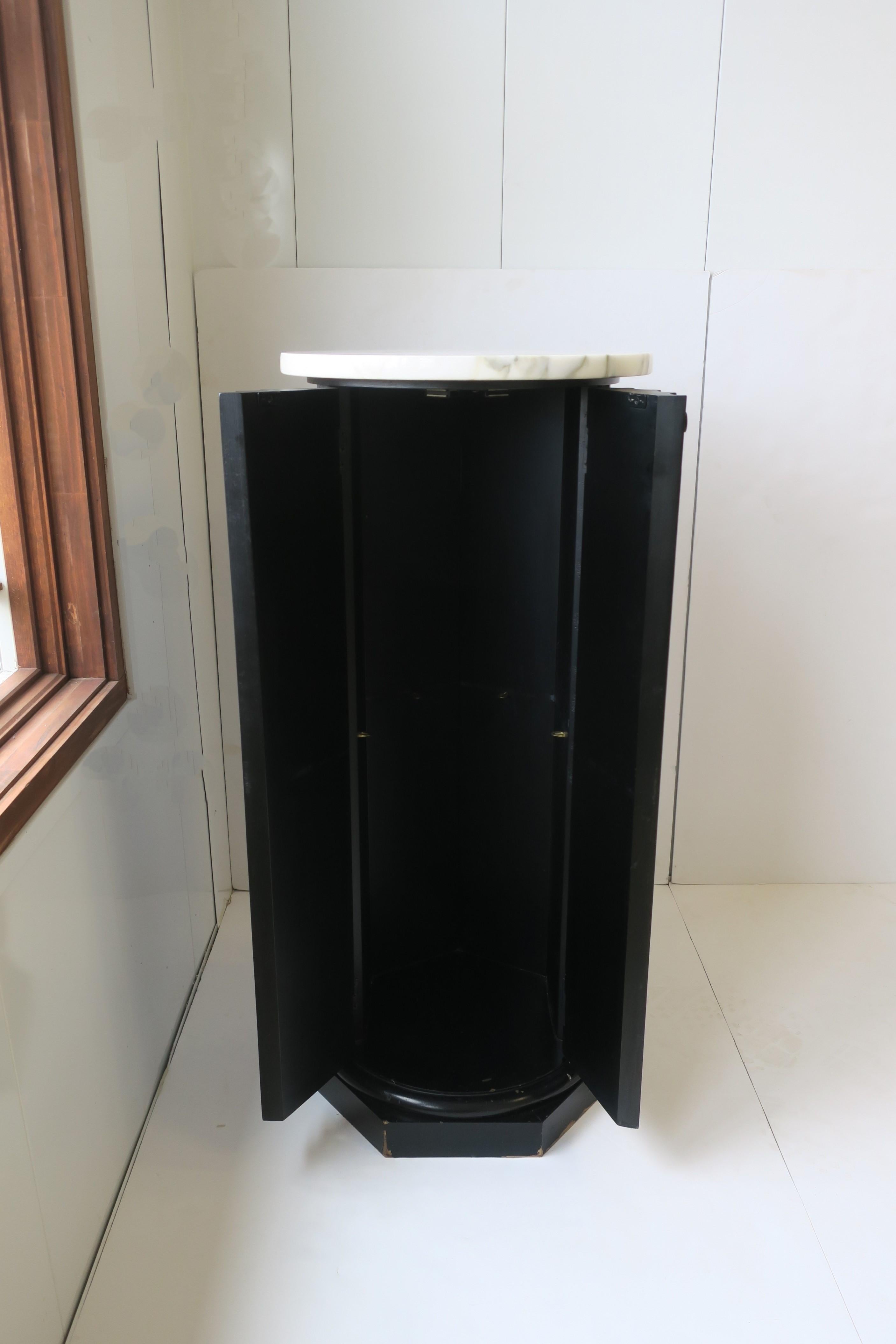 Black Neoclassical Style Column Pedestal Pillar Stand Marble Top For Sale 3