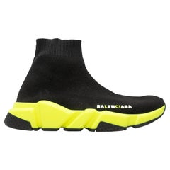 Black & Neon Yellow Balenciaga Runner High-Top Sneakers Size 37