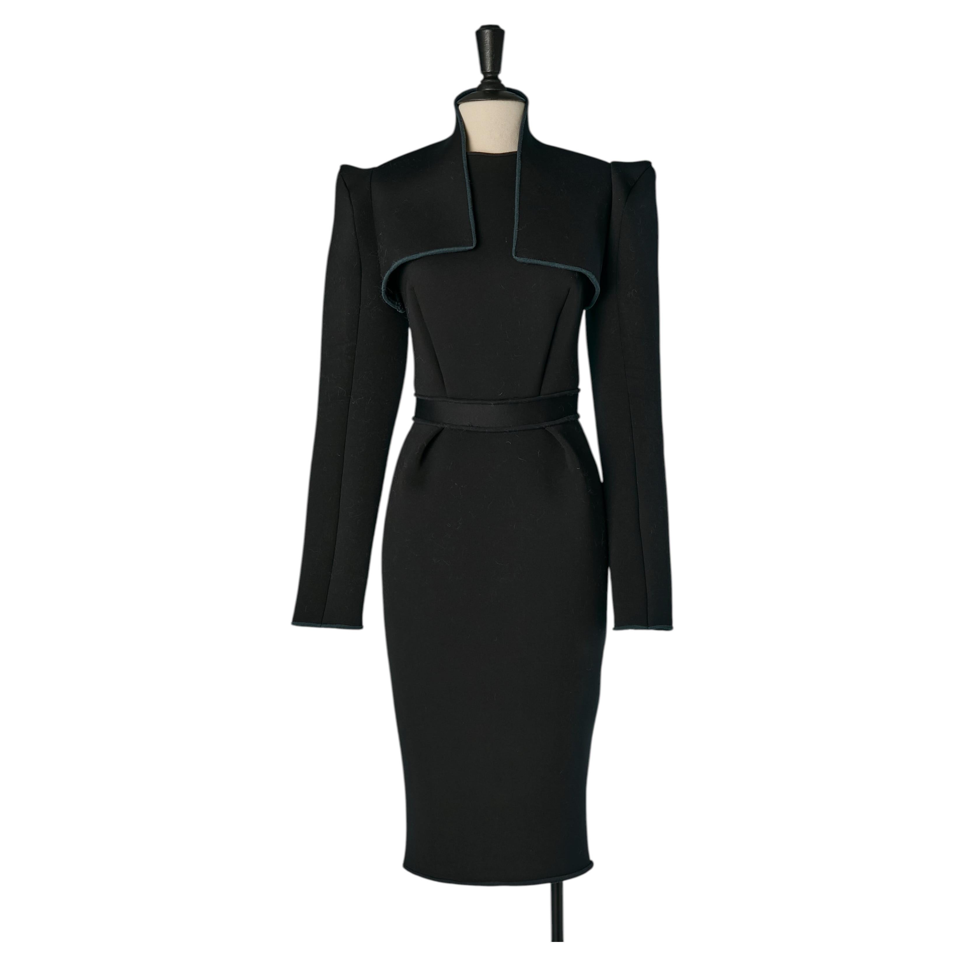 Black neoprène boléro jacket and dress ensemble ALEXANDRE VAUTHIER For Sale