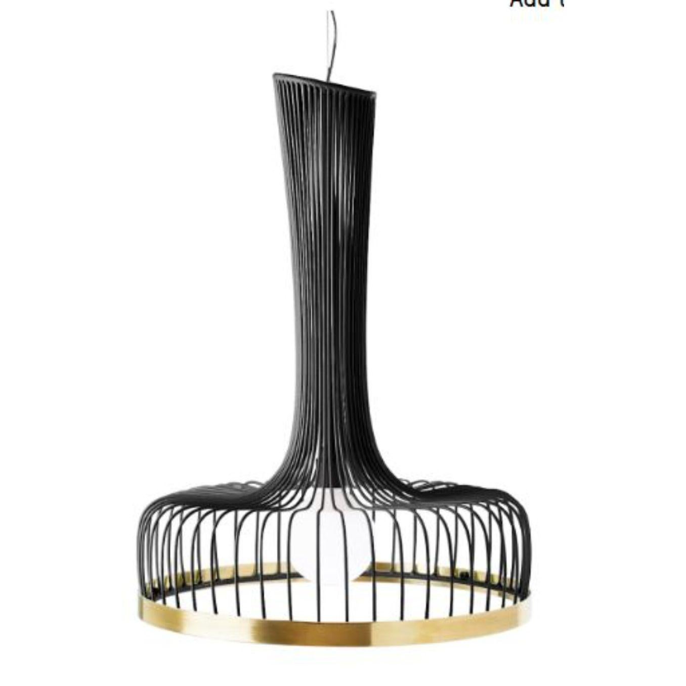 Black new spider I suspension lamp with brass ring by Dooq
Dimensions: W 52 x D 52 x H 70 cm
Materials: lacquered metal, polished or brushed metal, brass.
Also available in different colors and materials. 

Information:
230V/50Hz
E27/1x20W