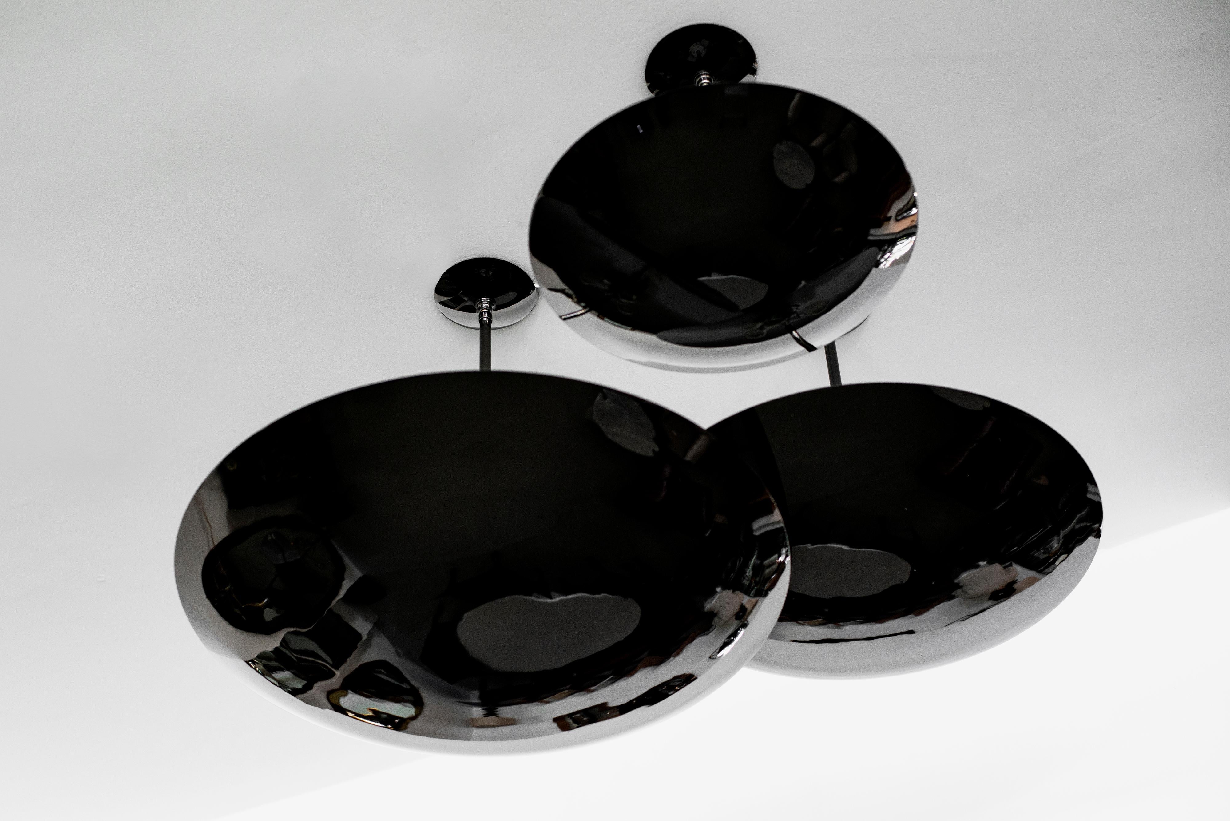 American Black Nickel Dome Ceiling Pendant For Sale