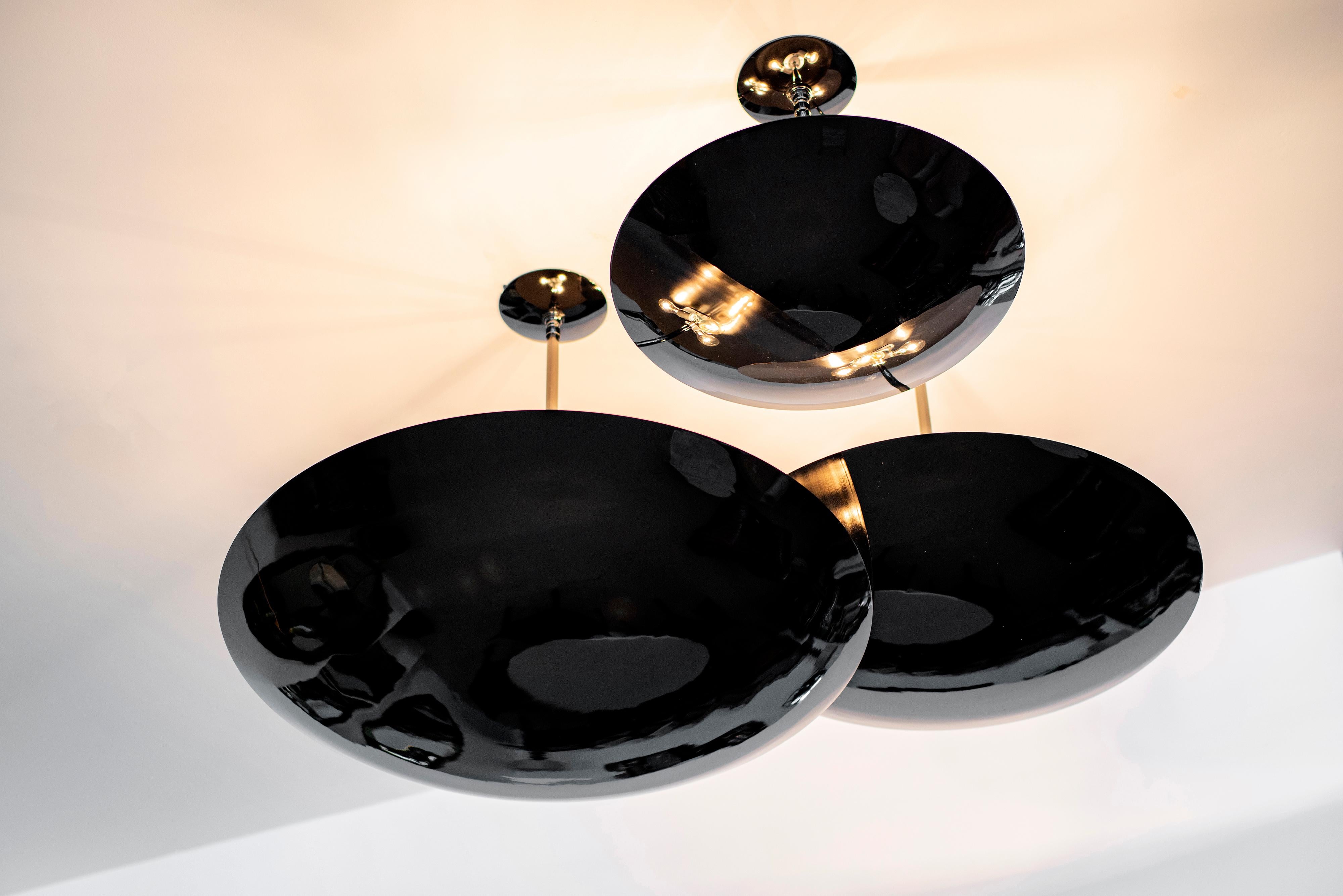 Plated Black Nickel Dome Ceiling Pendant For Sale