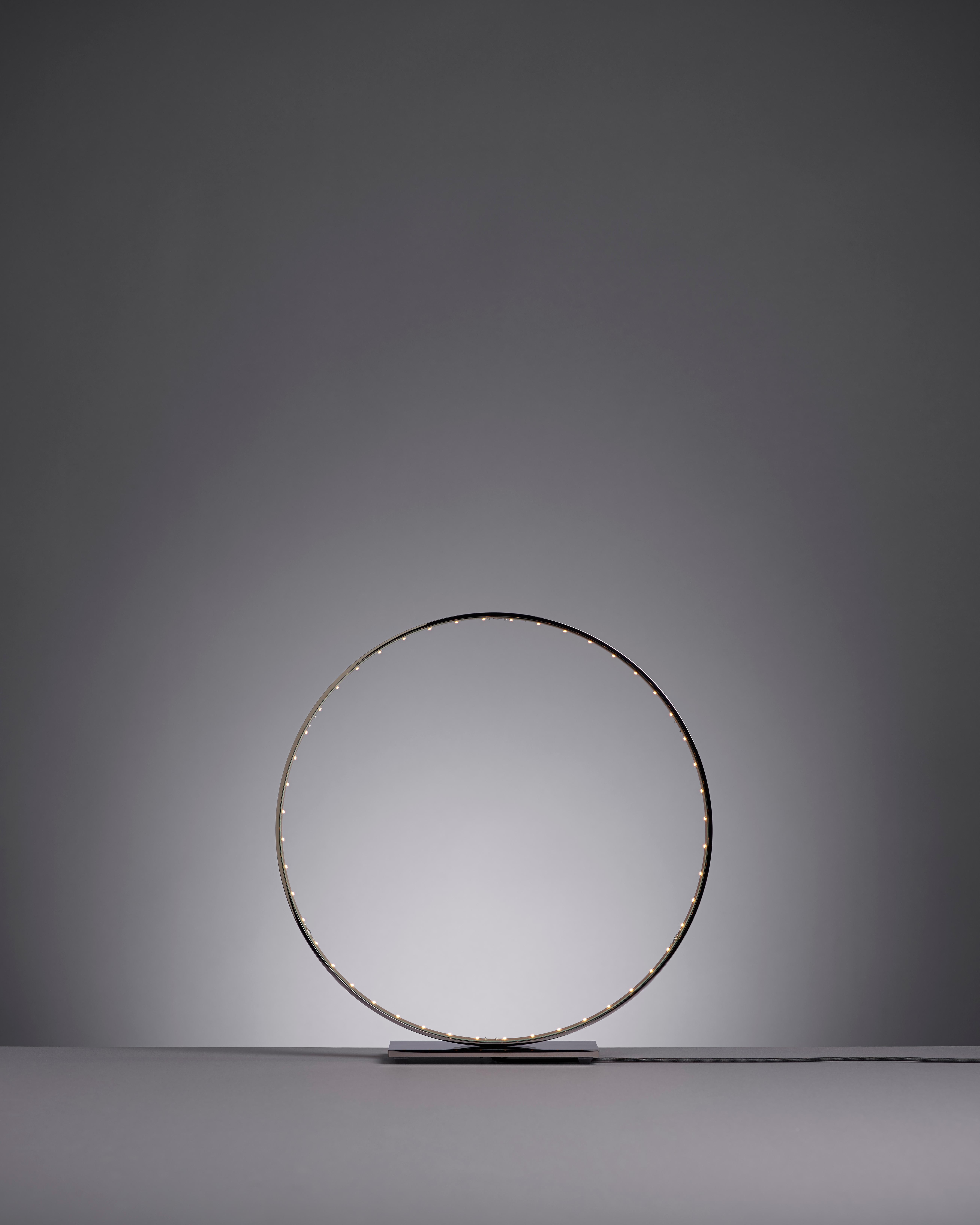 Post-Modern Black Nickel Micro Table Lamp by Le Deun Luminaires For Sale