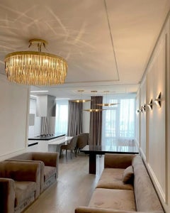 Black Nickel Fringes Chandelier with Art Deco Design