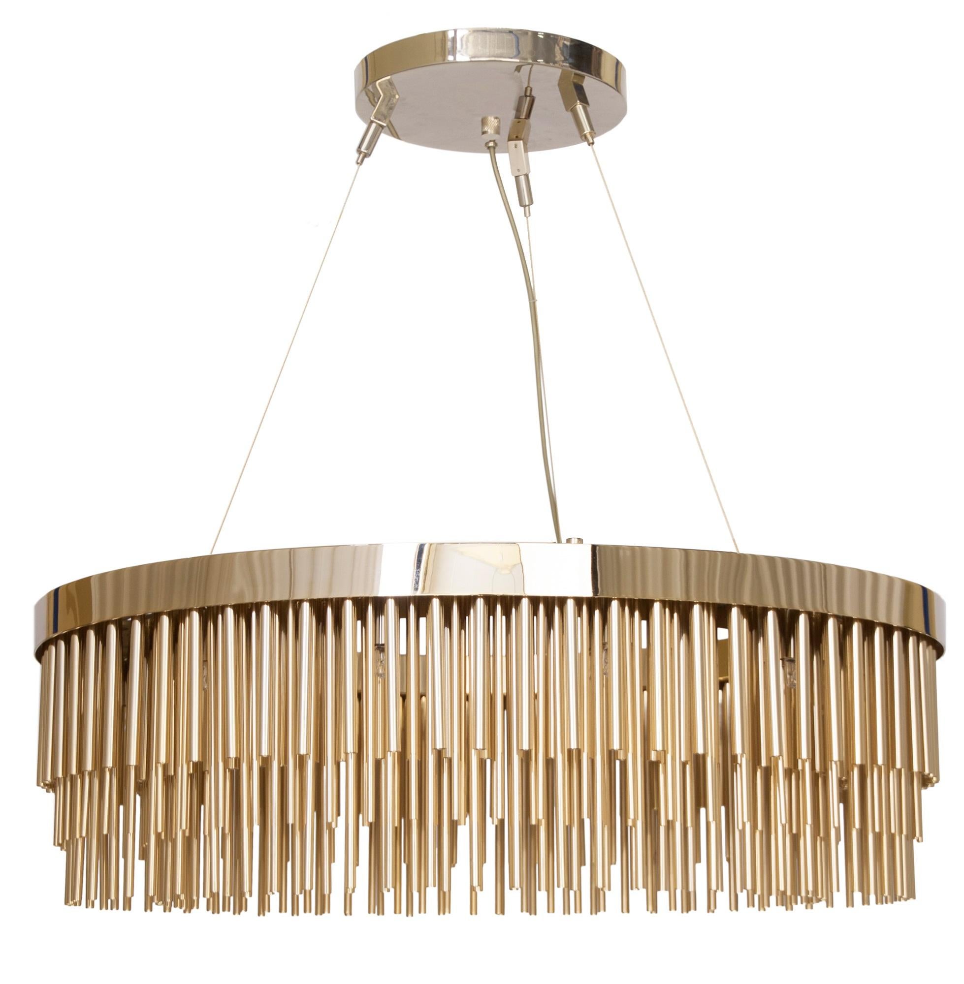 Minimalismo Lampadario con frange in nichel nero con design Art Deco in vendita