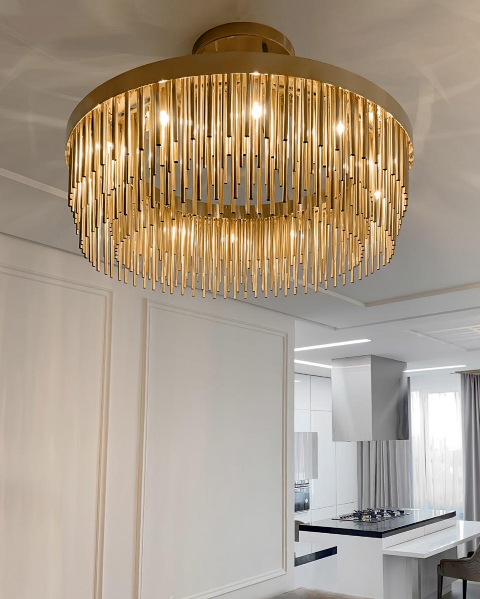 Lampadario con frange in nichel nero con design Art Deco In condizioni Nuovo in vendita a NEW YORK, NY