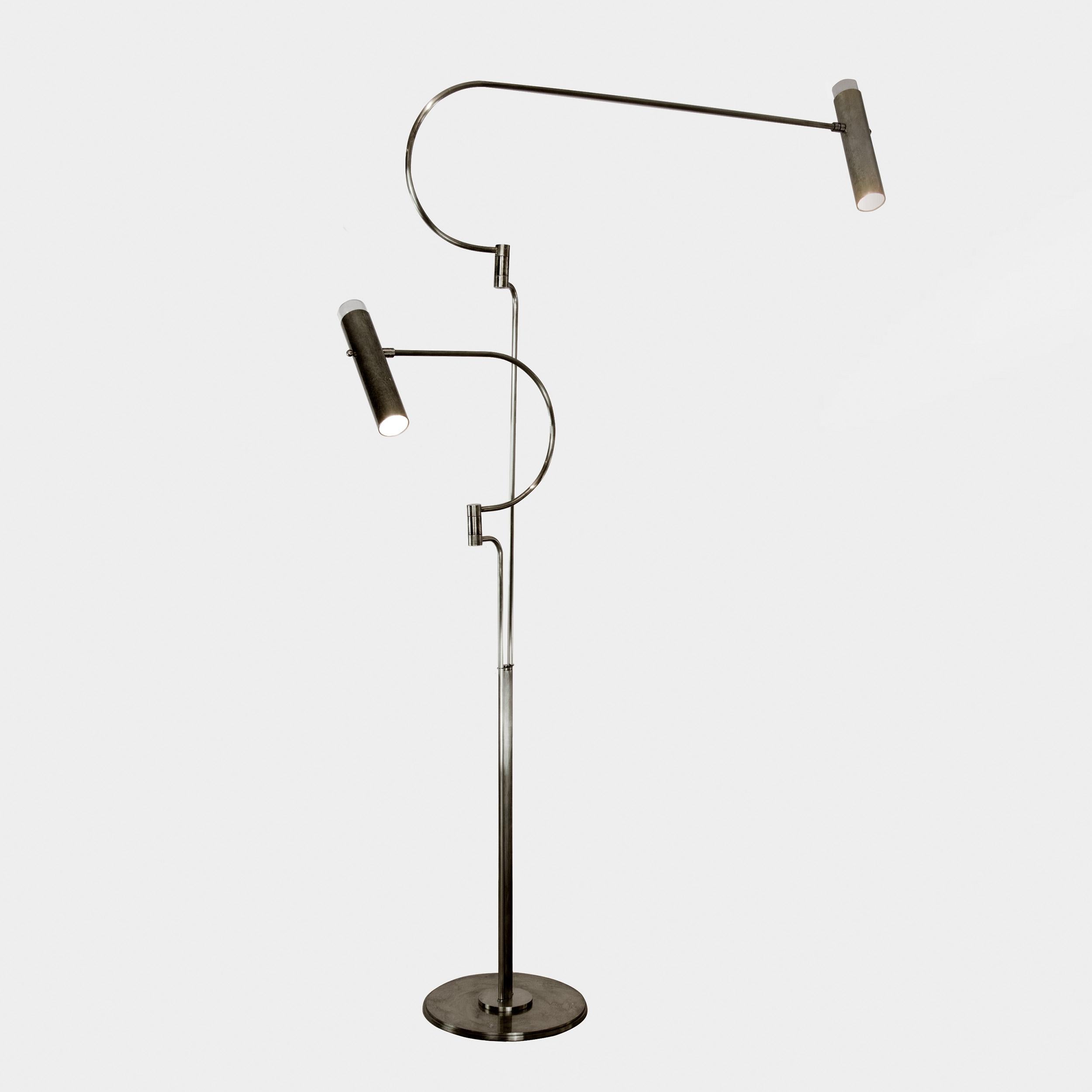 Black Nickel Southside Floor Lamp by Andrea Bonini
Limited Edition
Dimensions: Ø 30 x H 160 cm.
Materials: Black glossy nickel galvanic and transparent glass.

Limited series, numbered and signed pieces. Custom size or finish on request.  Also