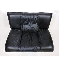 Black Nicoletti Salotti Post Modern Italian Leather Low lounge chair