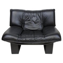 Black Nicoletti Salotti Post Modern Italian Leather Low lounge chair