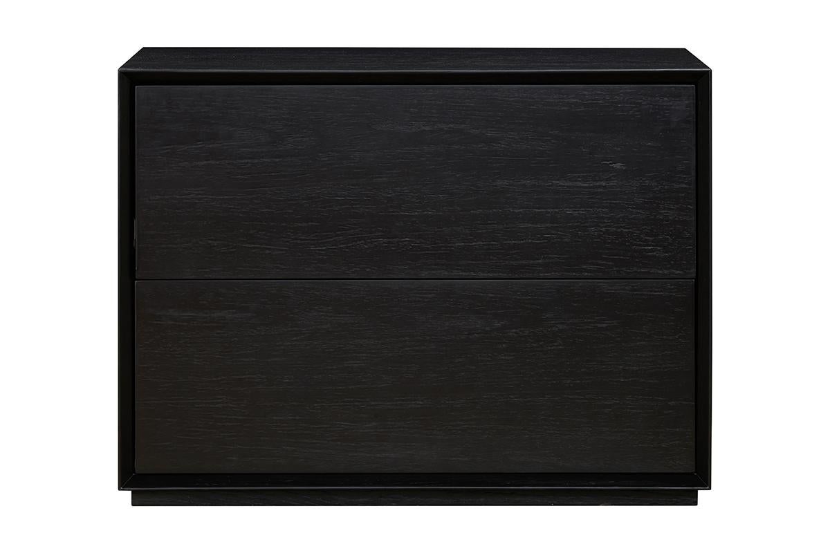  Schwarzer Nachttisch – minimalistischer Smart Storage  (Holz) im Angebot