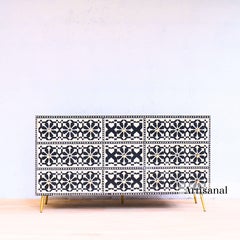 Black Nine Drawer Dresser, Chest of Drawer Handcrafted by Artisanal