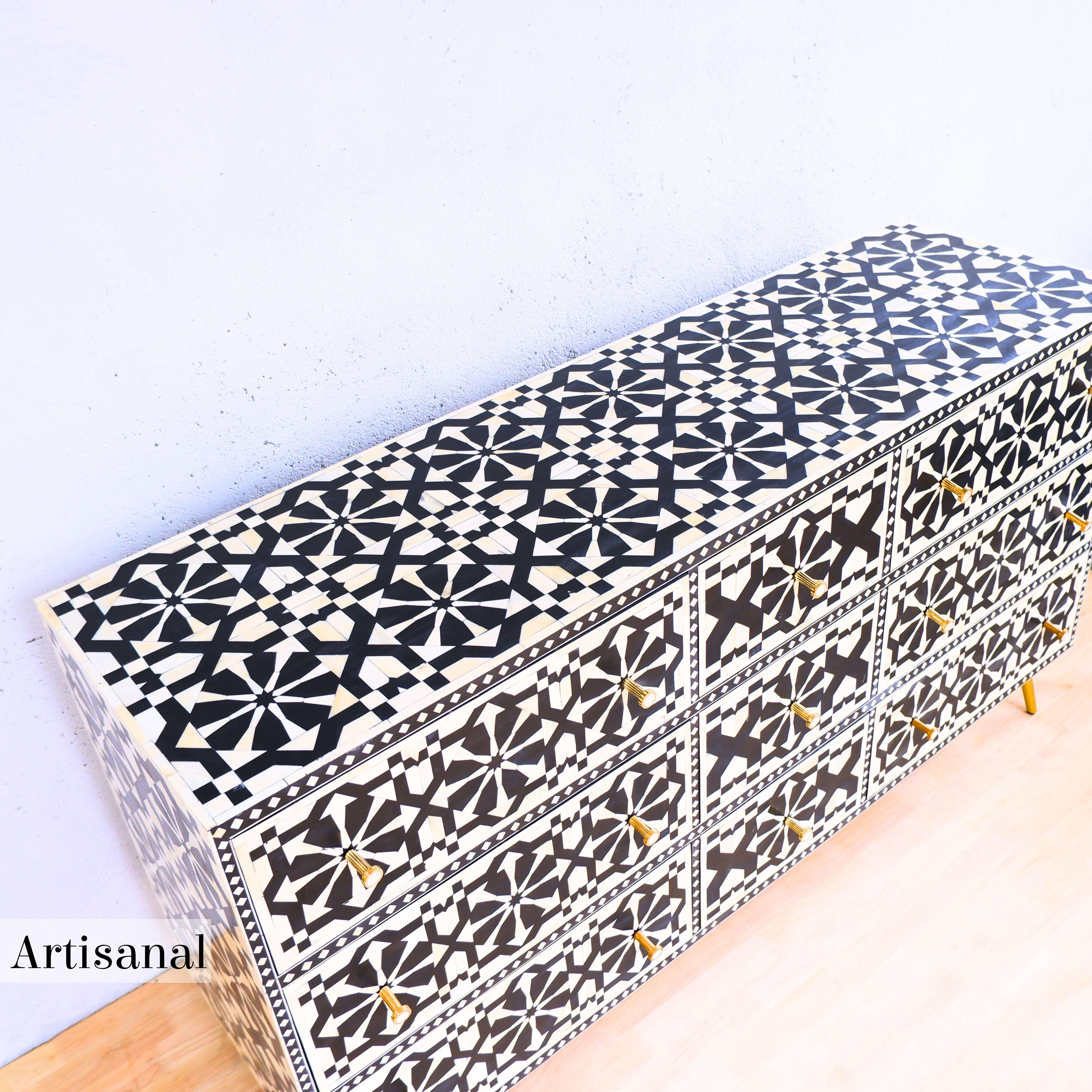 Black Nine Drawer Dresser, Chest of Drawer Handcrafted by Artisanal In New Condition For Sale In New York, NY