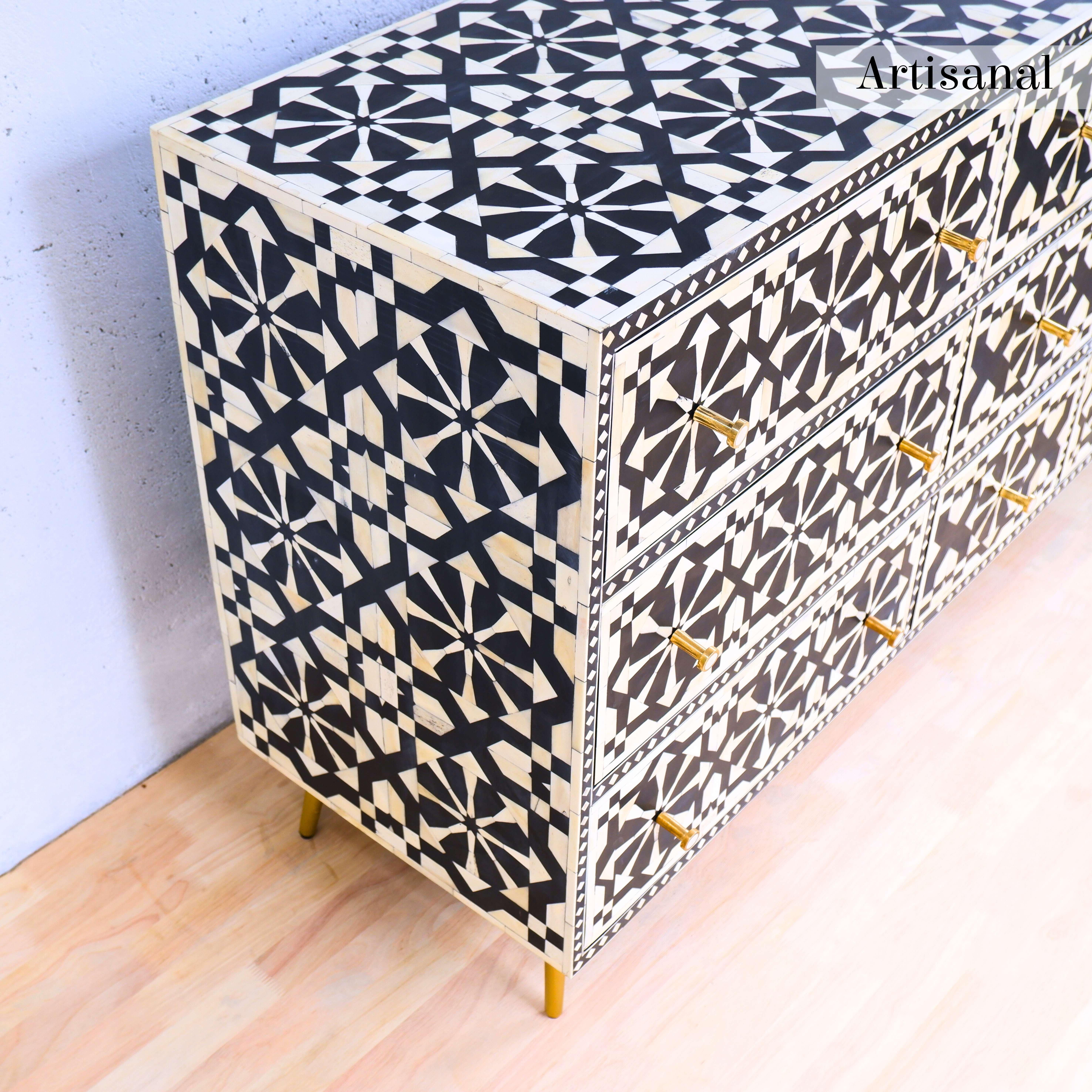 Contemporary Black Nine Drawer Dresser, Chest of Drawer Handcrafted by Artisanal For Sale