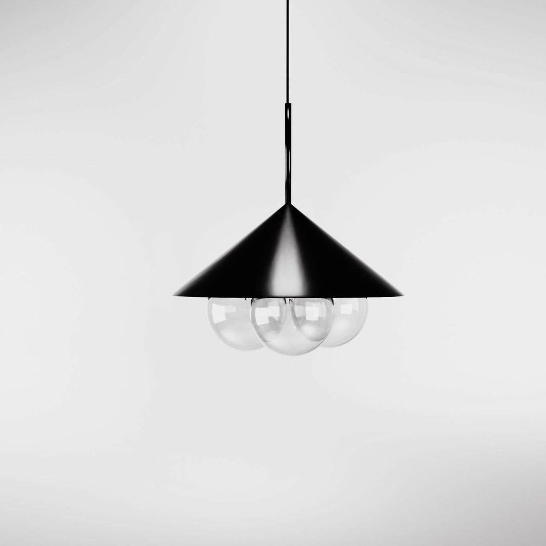 Black Nonla pendant lamp IV by Kasadamo
Dimensions: D 37.5 x H 33.5 cm
Materials: steel, aluminium, glass
Also available: Other size, color, and glass colors available

All our lamps can be wired according to each country. If sold to the USA it