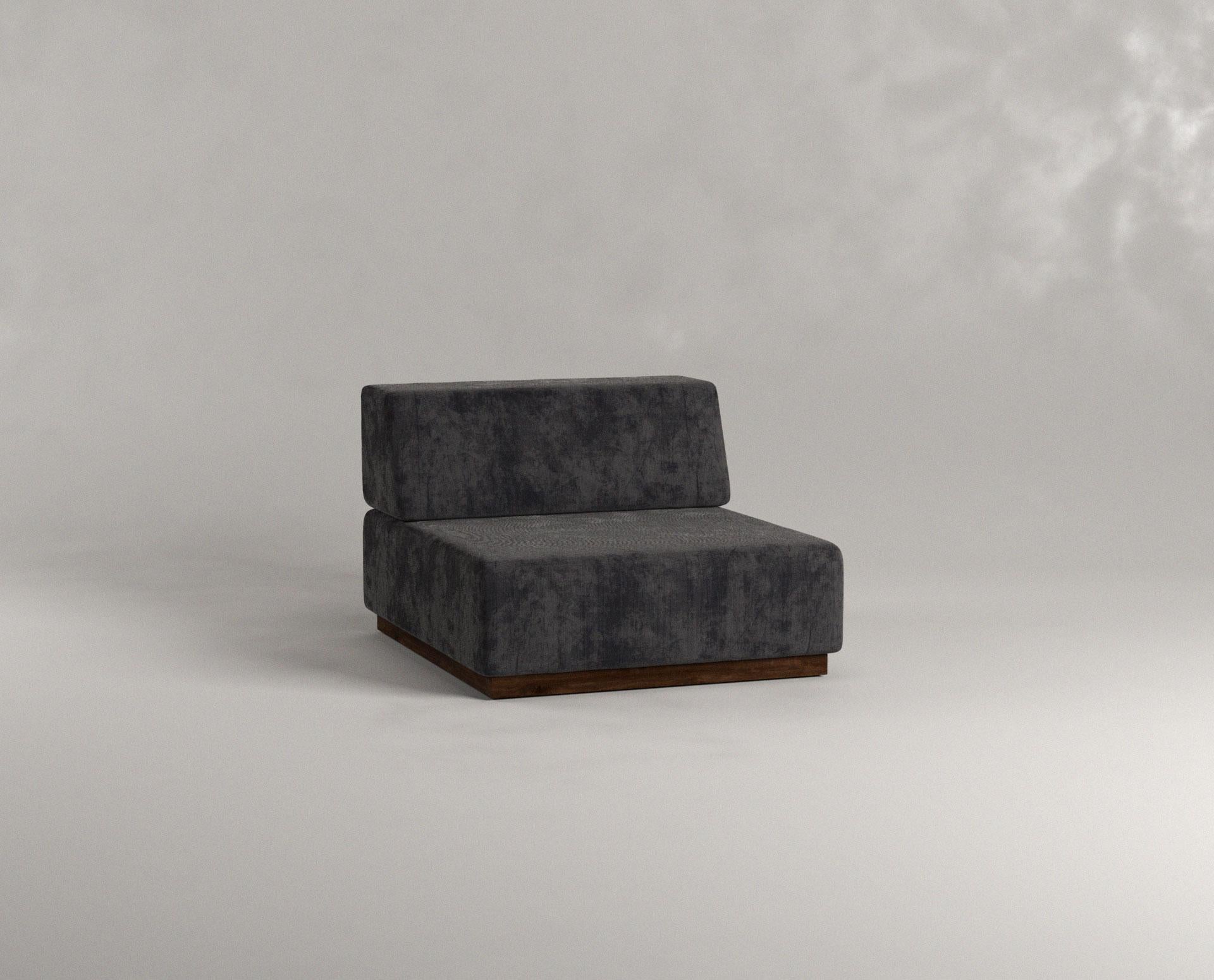 Black Nube Lounger by Siete Studio
Dimensions: D 100 x W 80 x H 60 cm.
Materials: Walnut, cushions, upholstery.

Characterised by its round edges and soft white cushions, Nube carries the comforting sensation of falling into a cloud.
The framework