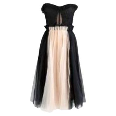 Black & nude silk tulle bustier dress For Sale