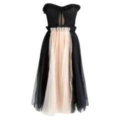 Black & nude silk tulle bustier dress