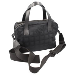 Black Nylon Chanel Travel Line Bag with Brossbody strap For Sale at 1stDibs