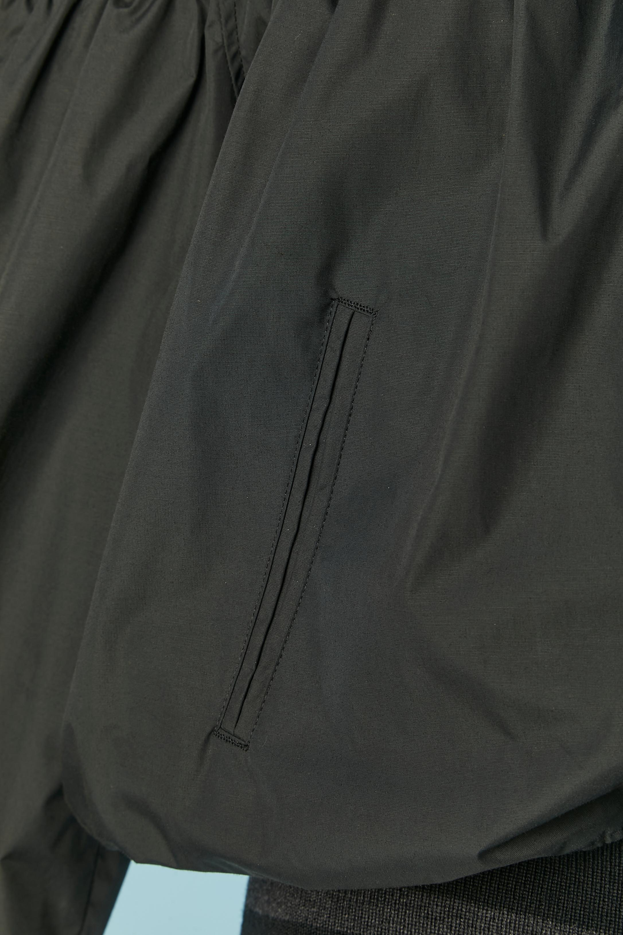 Black nylon jacket with knit-ribbed collar and bottom Jean-Paul Gaultier Femme In Excellent Condition In Saint-Ouen-Sur-Seine, FR